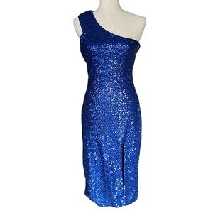 Spy Zone Exchange Blue Sequin Midi Party Dress